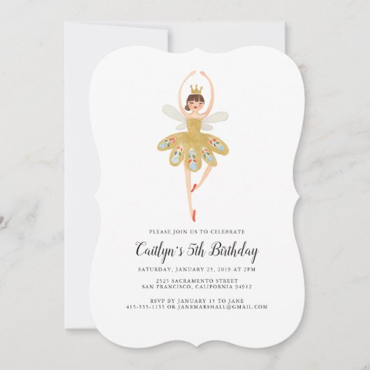 バレエパーティの招待状 | バレリーナバースデーパーティー 招待状 (正面)