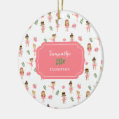 バレエピンクバレリーナス踊りパターンガール セラミックオーナメント (左)