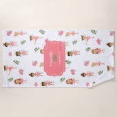 バレエピンクバレリーナス踊りパターンガール ビーチタオル (正面)