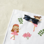 バレエピンクバレリーナス踊りパターンガール ビーチタオル (インサイチュ)