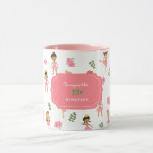バレエピンクバレリーナス踊りパターンガール マグカップ (中央)