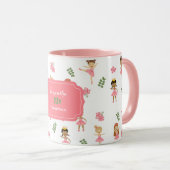 バレエピンクバレリーナス踊りパターンガール マグカップ (正面右)