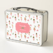 バレエピンクバレリーナス踊りパターンガール メタルランチボックス (裏面)