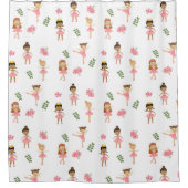 バレエピンクバレリーナス踊りパターン シャワーカーテン (正面)