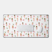 バレエピンクバレリーナス踊りパターン デスクマット (キーボード&マウス)