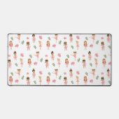 バレエピンクバレリーナス踊りパターン デスクマット (正面)