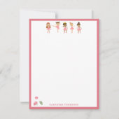 バレエピンクバレリーナス踊りパターン ノートカード (正面)