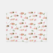 バレエピンクバレリーナス踊りパターン フリースブランケット (正面(横))