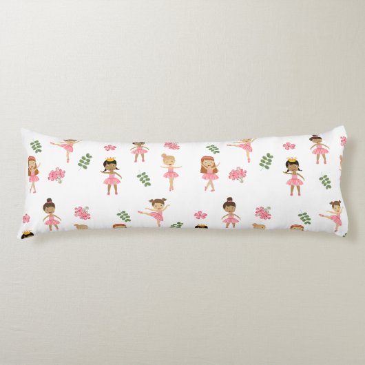 バレエピンクバレリーナス踊りパターン ボディピロー (正面)