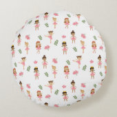 バレエピンクバレリーナス踊りパターン ラウンドクッション (裏面)