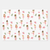 バレエピンクバレリーナス踊りパターン ラッピングペーパーシート (正面)