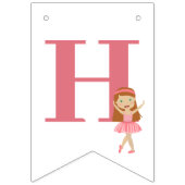バレエピンクバレリーナハッピーバースデー バンティングフラッグ (第1の旗)