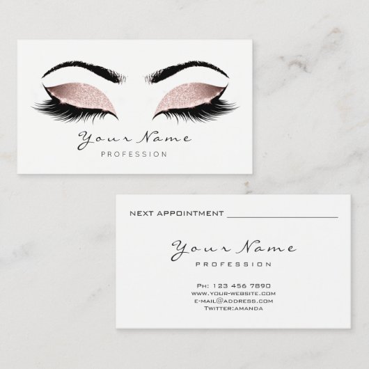 バレエピンクメイクアップアーティストラッシュズ美しいスタジオ 予約カード (正面/裏面)