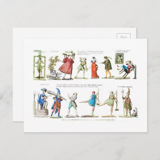 バレエフランスのキャラクターヴィンテージ ポストカード (正面/裏面)