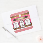 バレエフランスのダンススタジオピンクステッカー スクエアシール (封筒)