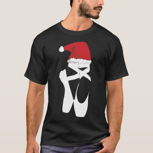 バレエポインテシュークリスマスサンタハット Tシャツ (正面)