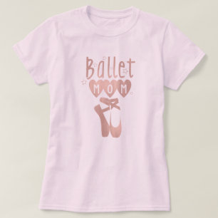 バレエママのピンク・ローズゴールドの星とハート Tシャツ