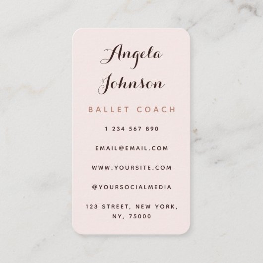 バレエモダンコーチバレリーナイラストレーションかわいい 名刺 (裏面)