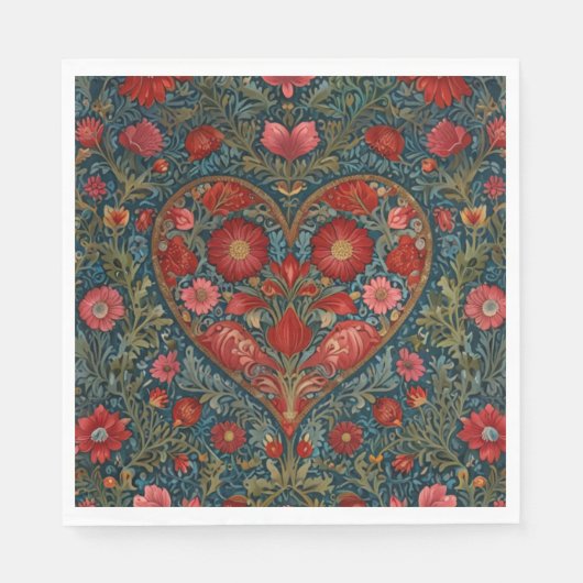 バレエレガントンビクトリアンティネス日ハートデザイン スタンダードランチョンナプキン (正面)
