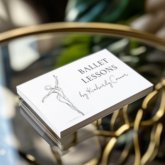 バレエレッスワンラインストロークバレリーナスケッチ 名刺