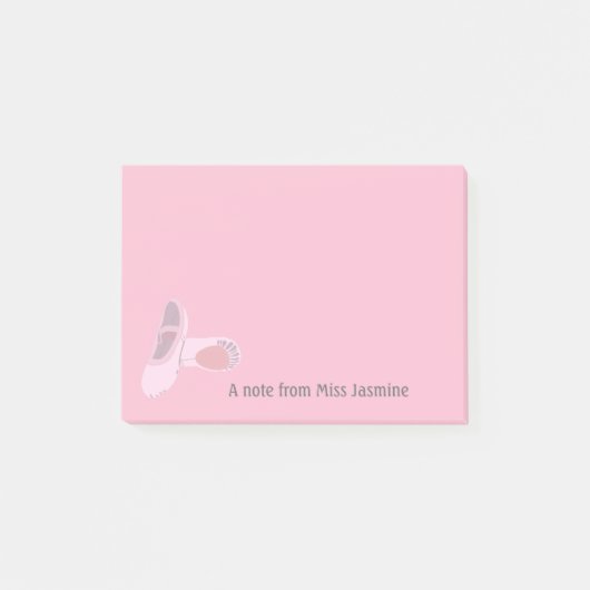 バレエ先生ピンクのダンスシューズパーソナライズされた用 ポストイット (正面)