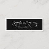 バレエ先生ブラック&ホワイト縁どカード スキニー名刺 (正面)