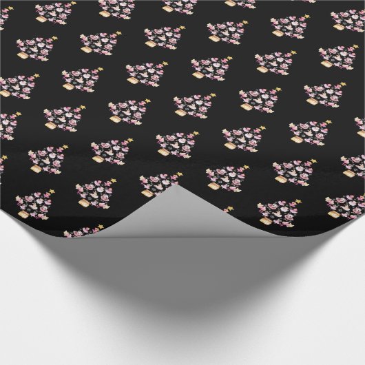 バレエ動物バレリーナのクリスマスツリー ラッピングペーパー (角)