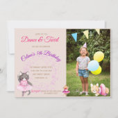 バレエ動物写真誕生パーティー 招待状 (正面)