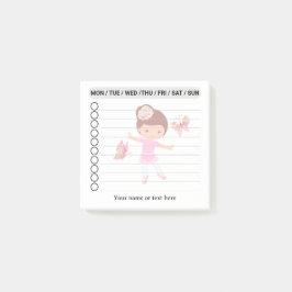 バレエ団の仲間リストを行うバレエ少女 ポストイット