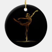 バレエ女性イラストレーションのラインアートダンサー セラミックオーナメント (裏面)