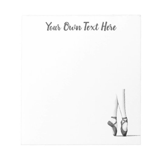 バレエ愛好家のテキストとダンサーのロゴ ノートパッド (正面)