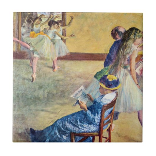 バレエ教室、ダンスホールby Edgar Degas タイル (正面)