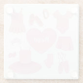 バレエ服ガラスコースター – 白い背景 ガラスコースター (裏面)