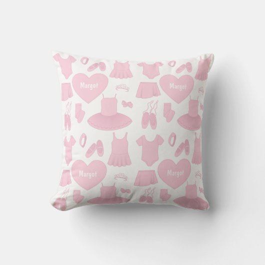 バレエ服パターン枕 – 白い背景 クッション (正面)