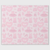 バレエ服包み紙 – ピンク背景 ラッピングペーパー (フラット)