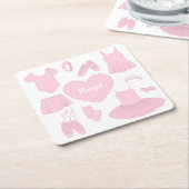 バレエ服紙コースター – 白い背景 スクエアペーパーコースター (アングル)