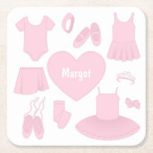 バレエ服紙コースター – 白い背景 スクエアペーパーコースター (正面)