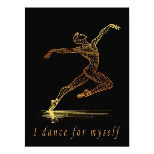バレエ男性ダンサーラインアート – 私は自分自身のために踊る フォトプリント            (正面)