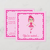 バレエ発表会: 初心者のバレリーナ 招待状 (正面/裏面)
