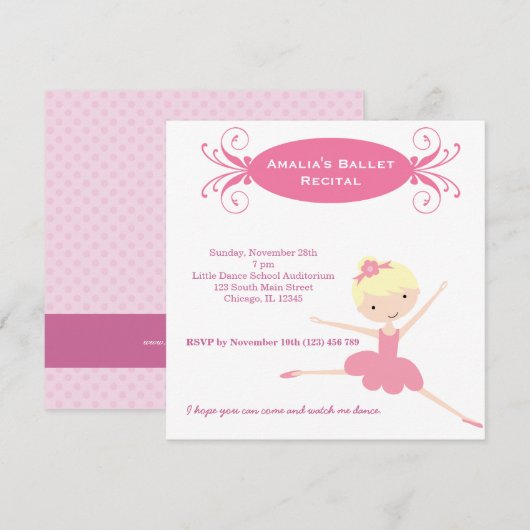 バレエ発表会 招待状 (正面/裏面)