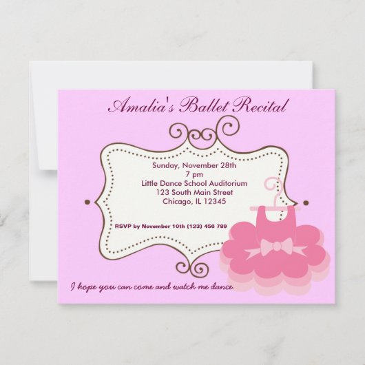 バレエ発表会 招待状 (正面)