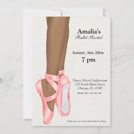 バレエ発表会 招待状 (正面)