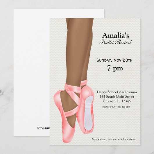 バレエ発表会 招待状 (正面/裏面)