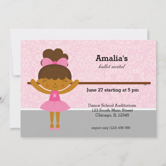 バレエ発表会 招待状 (正面)