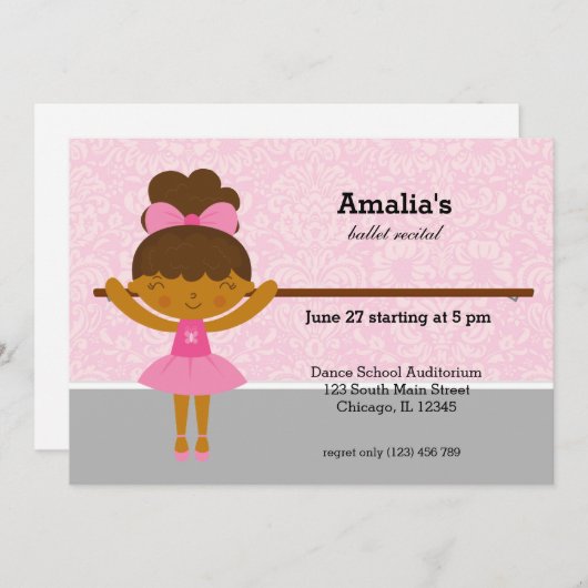 バレエ発表会 招待状 (正面/裏面)