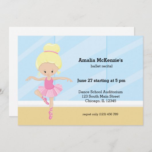 バレエ発表会 招待状 (正面/裏面)