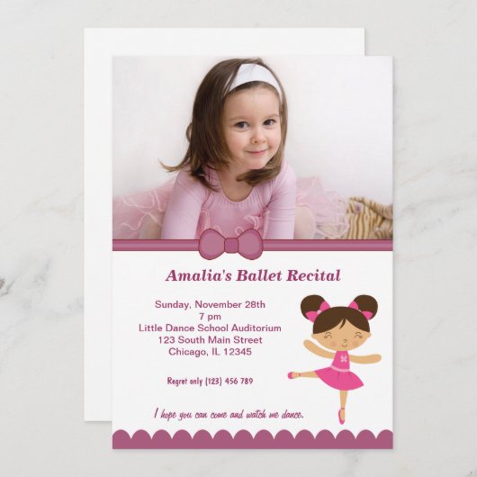 バレエ発表会 招待状 (正面/裏面)
