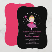 バレエ発表会 金髪バレリーナ への招待 招待状 (正面/裏面)