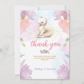 バレエ白鳥ベビーガールシャワー サンキューカード (正面)