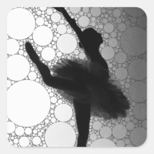 バレエ白黒踊りバレリーナ スクエアシール